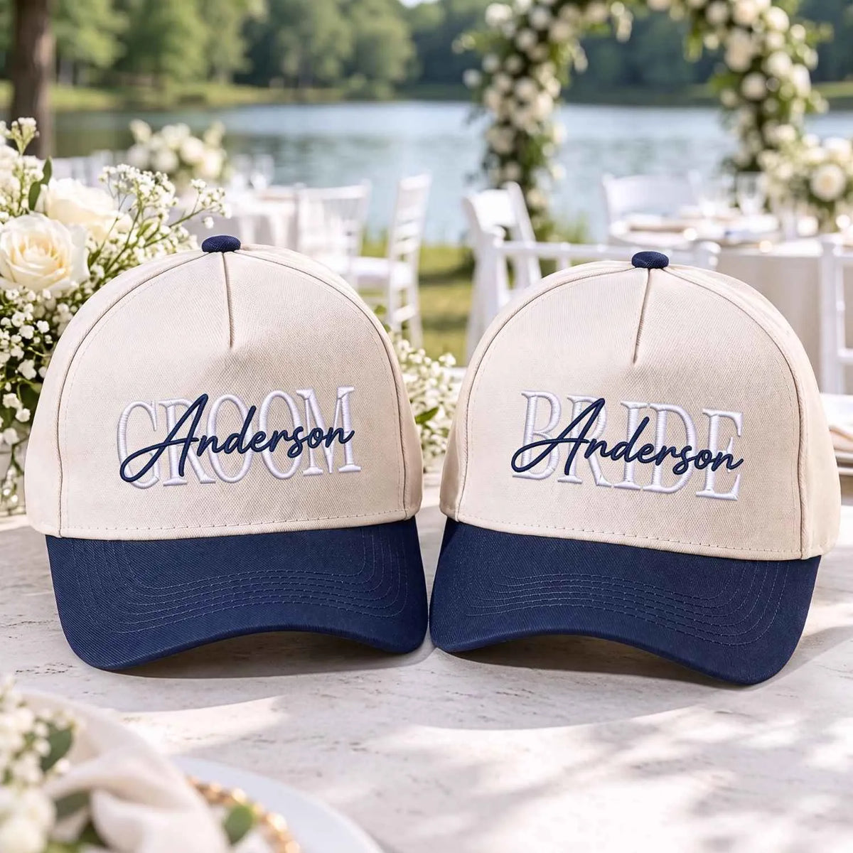 Matching Bride and Groom Snapback Hat - Embroidered Cap for Couple, Wedding Party Favor Gifts