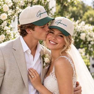 Matching Bride and Groom Snapback Hat - Embroidered Cap for Couple, Wedding Party Favor Gifts