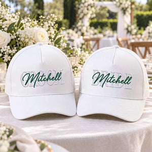 Matching Bride and Groom Snapback Hat - Embroidered Cap for Couple, Wedding Party Favor Gifts