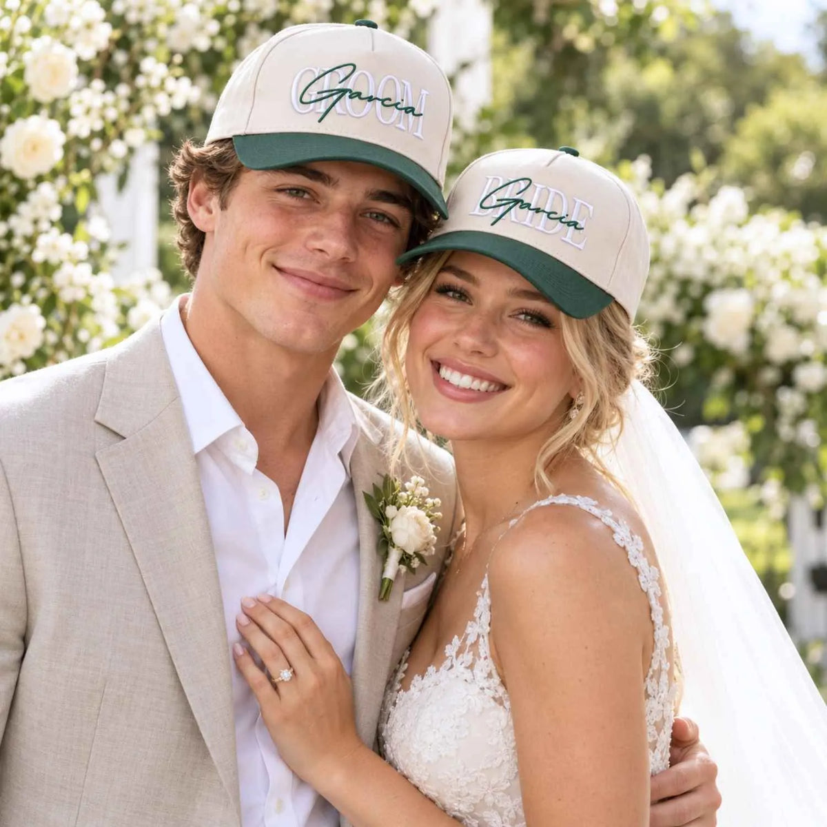 Matching Bride and Groom Snapback Hat - Embroidered Cap for Couple, Wedding Party Favor Gifts