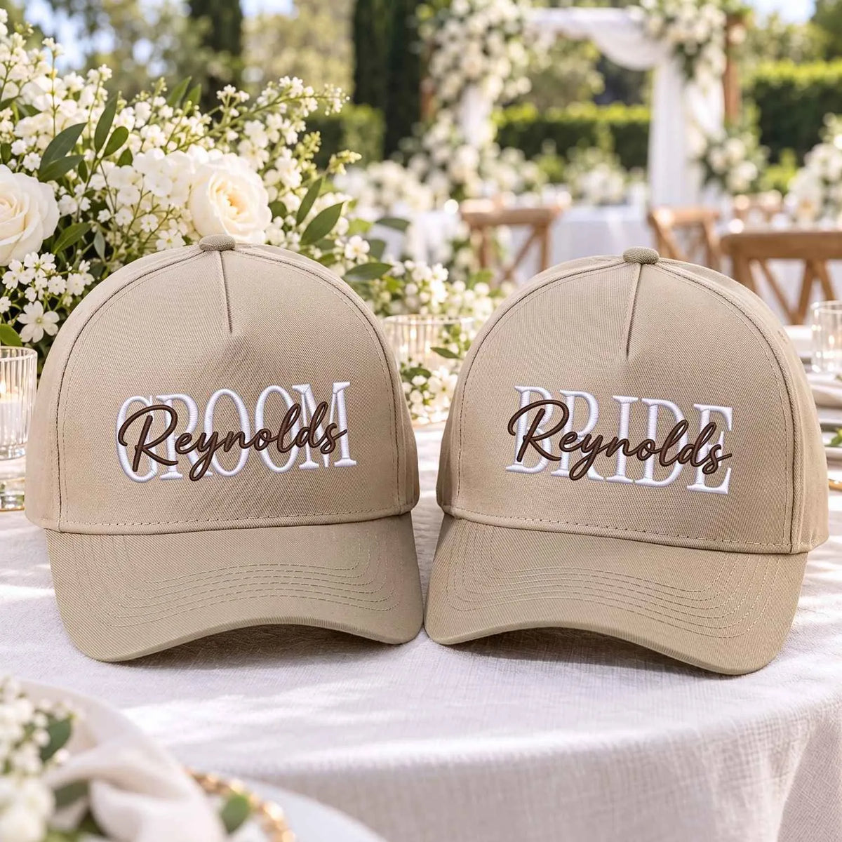 Matching Bride and Groom Snapback Hat - Embroidered Cap for Couple, Wedding Party Favor Gifts
