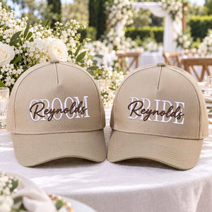 Matching Bride and Groom Snapback Hat - Embroidered Cap for Couple, Wedding Party Favor Gifts