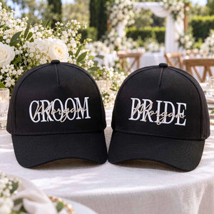 Matching Bride and Groom Snapback Hat - Embroidered Cap for Couple, Wedding Party Favor Gifts