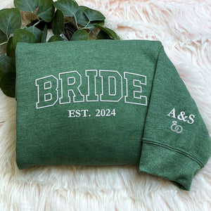 Embroidered Bride Sweatshirt, Bridal Custom Sweatshirts, Anniversary Crewnecks, Custom Design Vintage Design