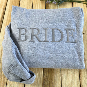 Personalized Unique Bridal Shower Gift for Granddaughter with Bride Sweatshirt Embroidered, Text Heart on Sleeve