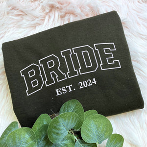 Embroidered Bride Sweatshirt, Bridal Custom Sweatshirts, Anniversary Crewnecks, Custom Design Vintage Design