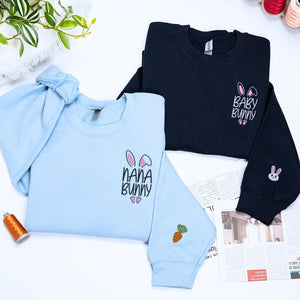 Easter Bunny Family Matching Sweatshirt or Hoodie, Custom Embroidered Easter Gift for Family