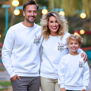 Easter Bunny Family Matching Sweatshirt or Hoodie, Custom Embroidered Easter Gift for Family