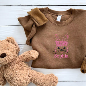 Toddler Bunny Sweatshirt or Hoodie, Custom Embroidered Easter Gift for Kids