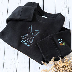 Toddler Bunny Sweatshirt or Hoodie, Custom Embroidered Easter Gift for Kids