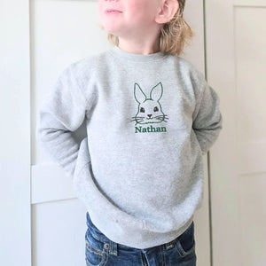 Toddler Bunny Sweatshirt or Hoodie, Custom Embroidered Easter Gift for Kids