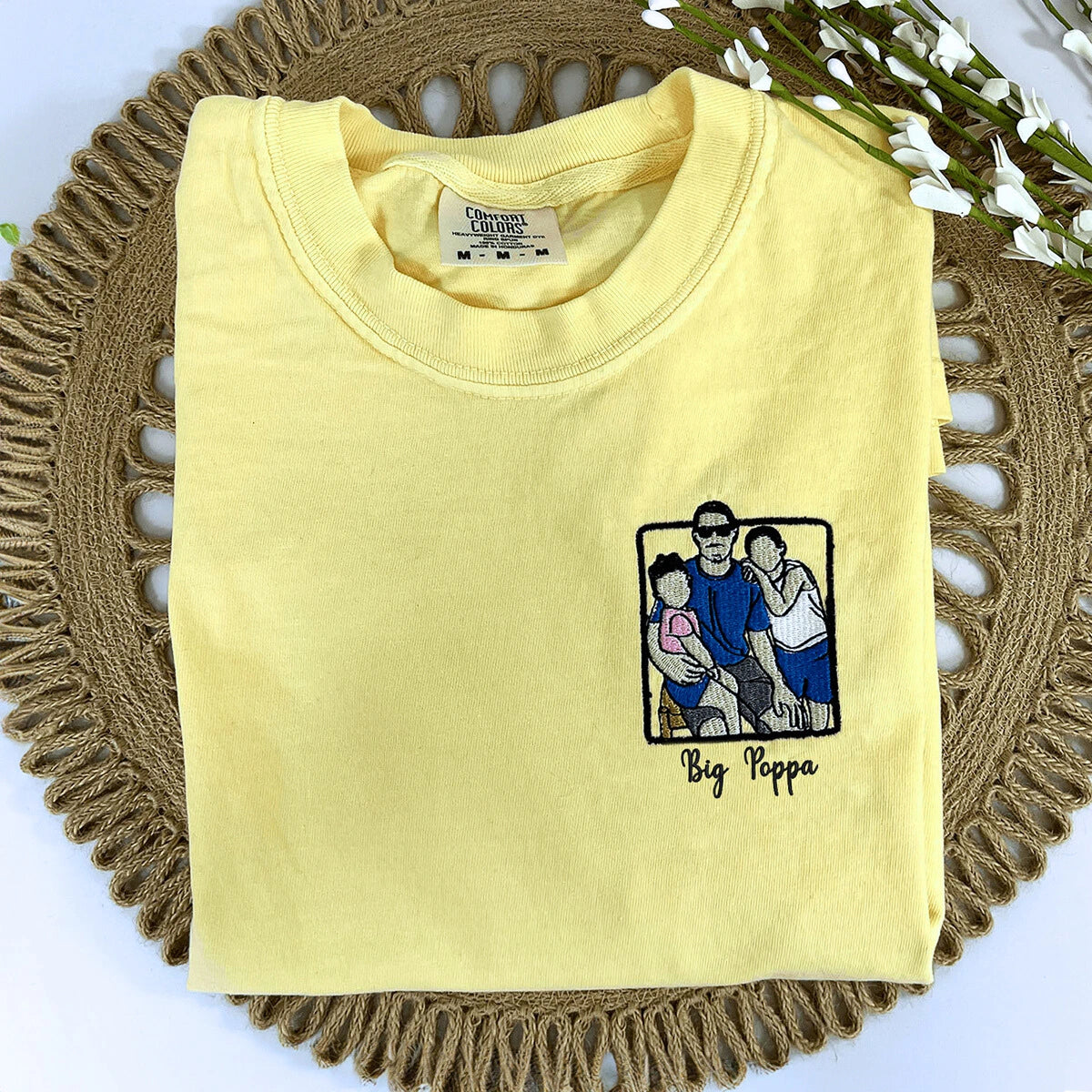 First Fathers Day Gift Idea with Custom Embroidered Comfort Color® T-Shirt