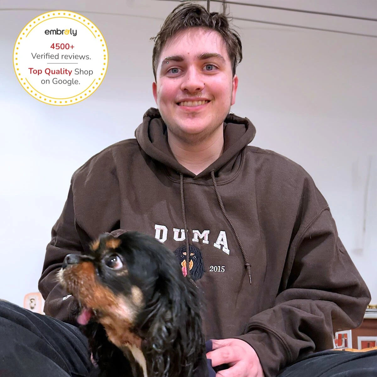 Custom Dog Dad Photo Hoodie, Embroidered Gift from Wife, Girlfriend