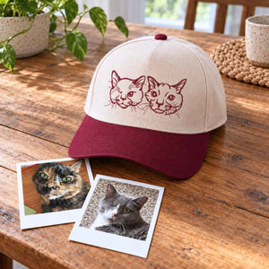 Custom Cat Dad Snapback Hat, Embroidered Cat Portrait from Photo Cap, Cat Dad Gifts from Wife