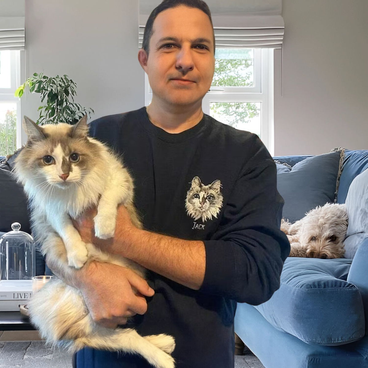 Black Cat Embroidery Sweatshirt or Hoodie, Black Cat Gift - Embroly