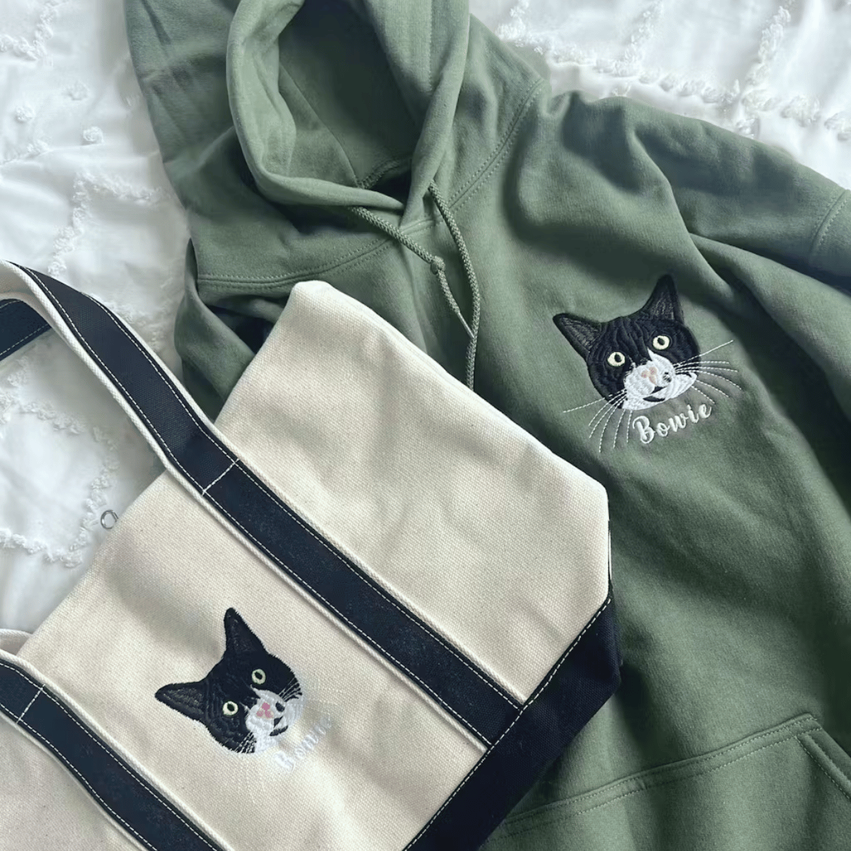 Custom Pet Portrait Embroidered Sweatshirt, Hoodie, Custom Pet Picture - Embroly