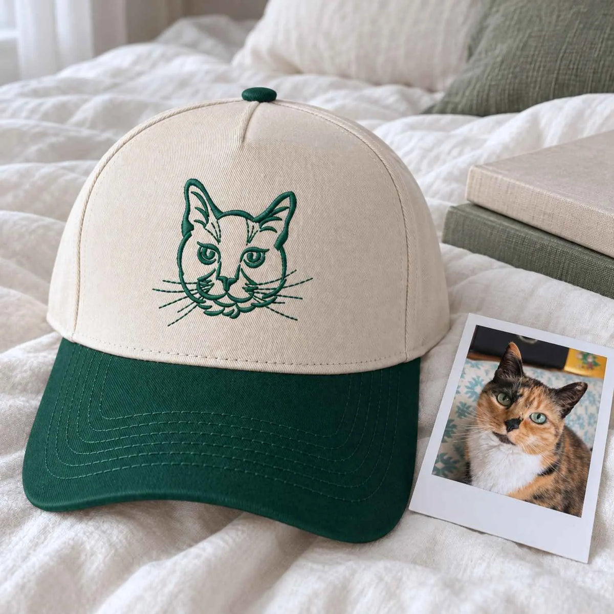 Custom Cat Mom Portrait Snapback Hat - Embroidered Cat Portrait from Photo Cap, Cat Mom Gifts from Husband