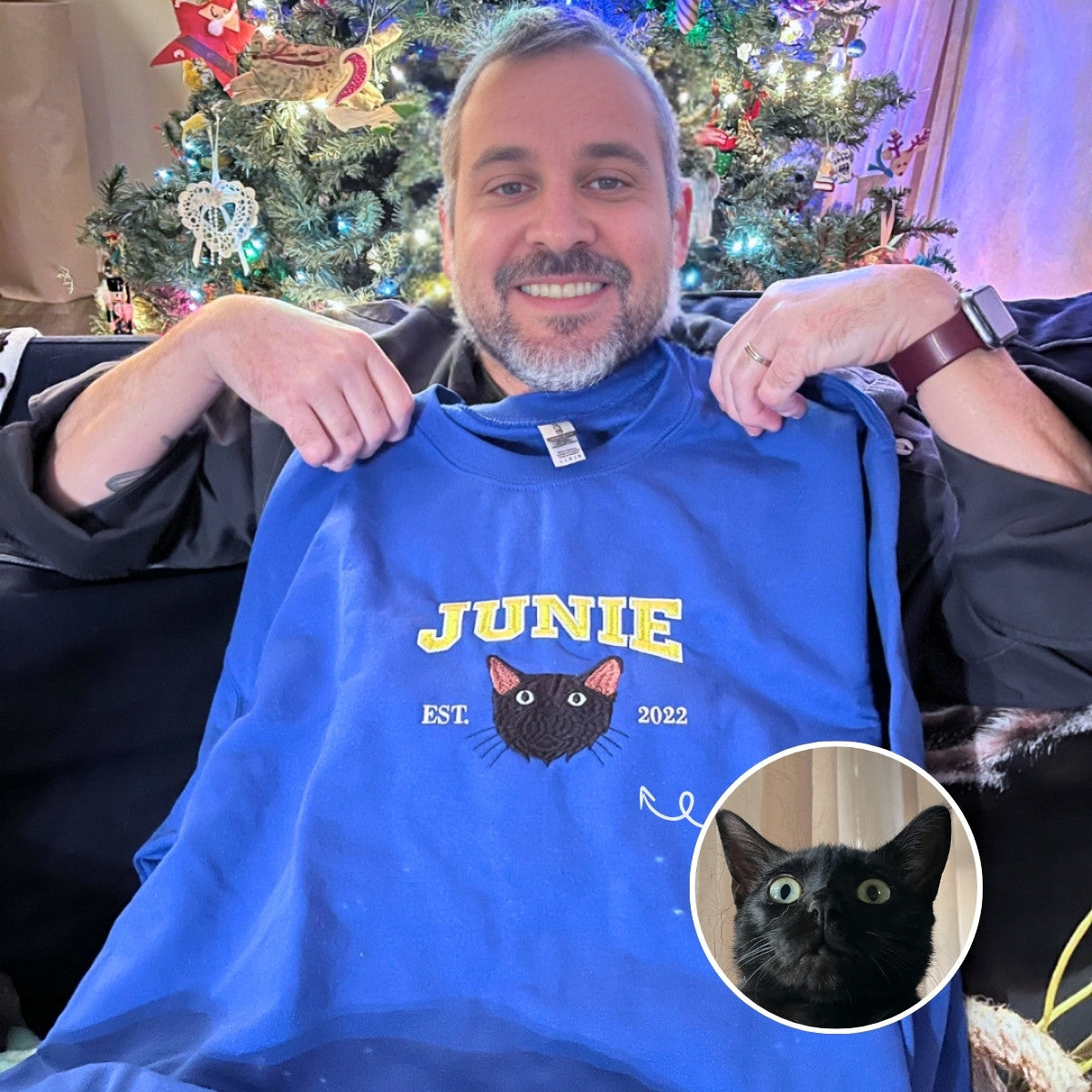 Custom Dog Dad Photo Hoodie, Embroidered Gift from Wife, Girlfriend