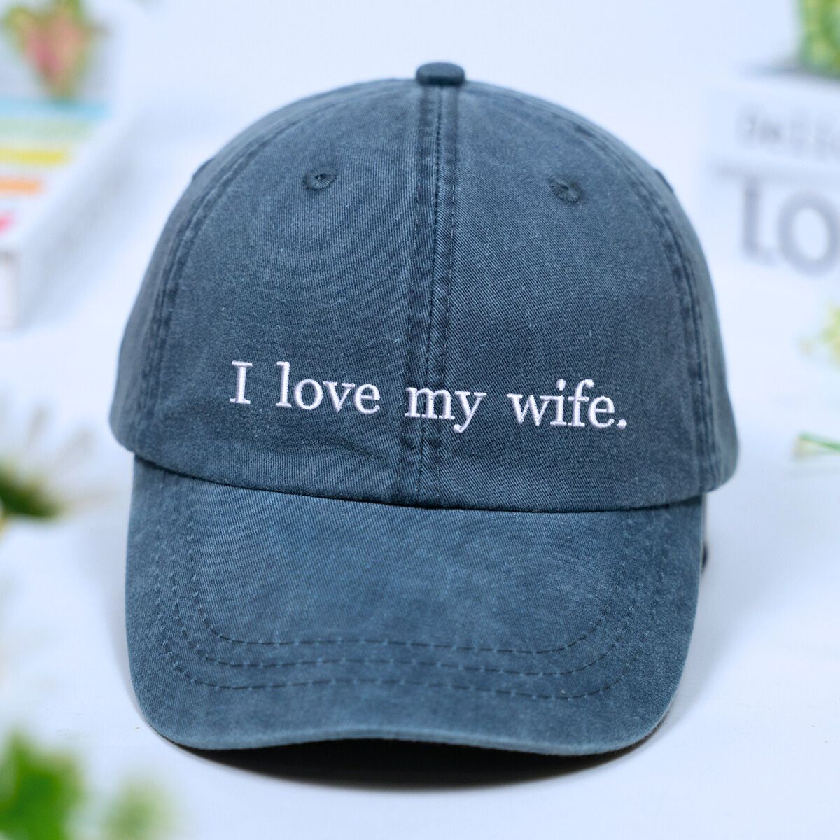 I love my wife charcoal hat, a funny gift for husband