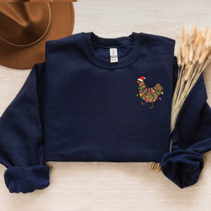 Christmas Chicken Sweatshirt Embroidered