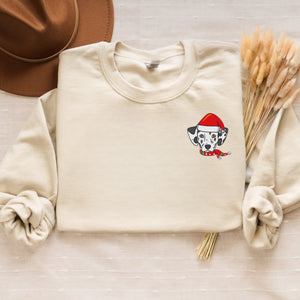 Christmas Dalmatian Sweatshirt Embroidered, Dalmatian Dog Santa Crewneck or Hoodie for Dalmatian Mom
