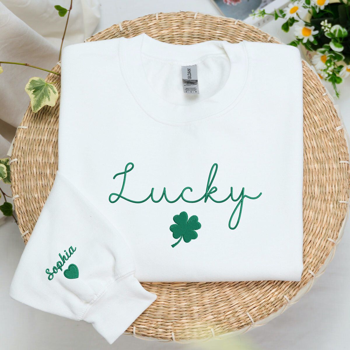 Clover Sweatshirt or Hoodie, Custom Embroidered Gift for Saint Patrick's Day