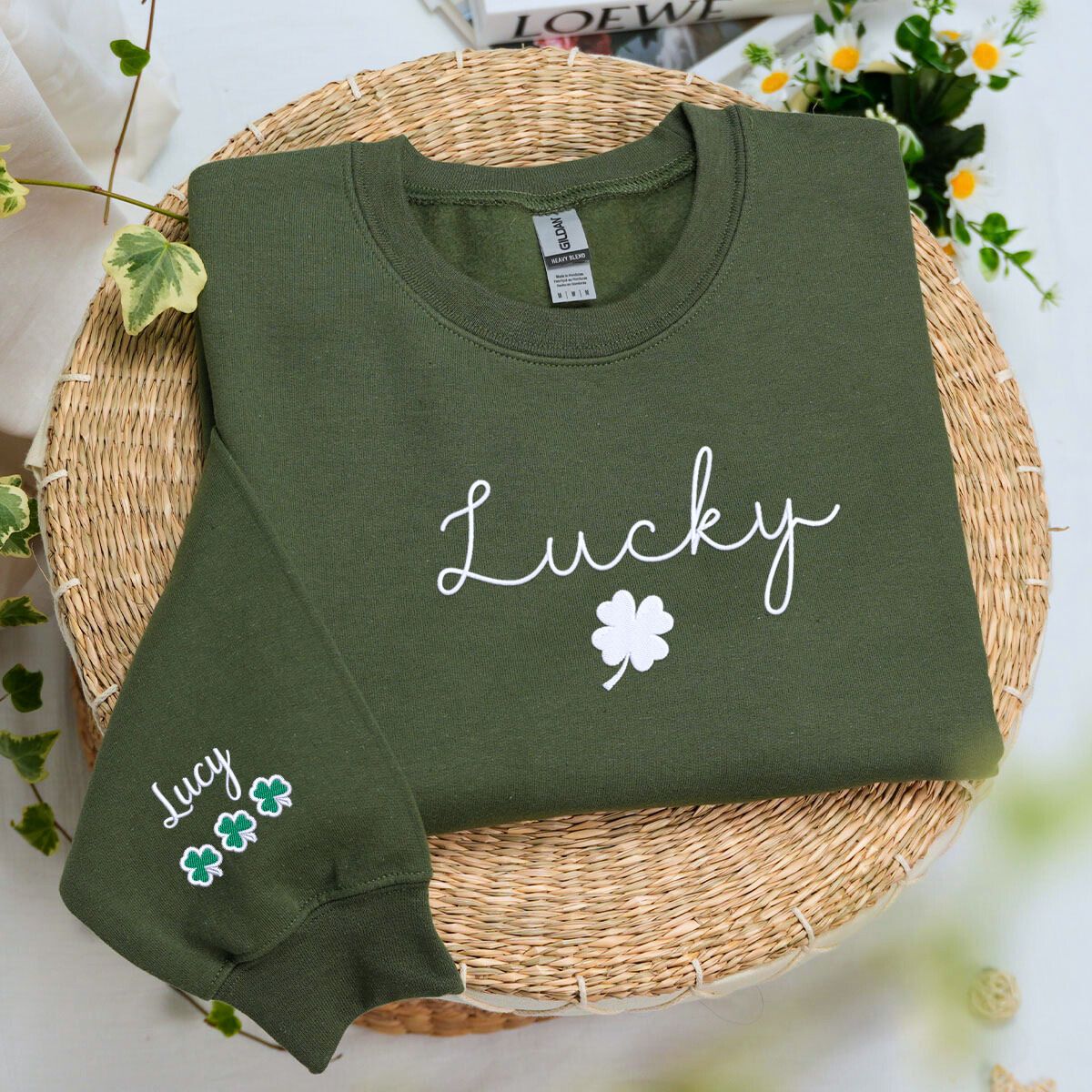 Clover Sweatshirt or Hoodie, Custom Embroidered Gift for Saint Patrick's Day
