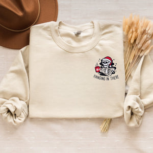 Embroidered Ghost Santa Sweatshirt, Christmas Coffee Ghost Crewneck or Hoodie
