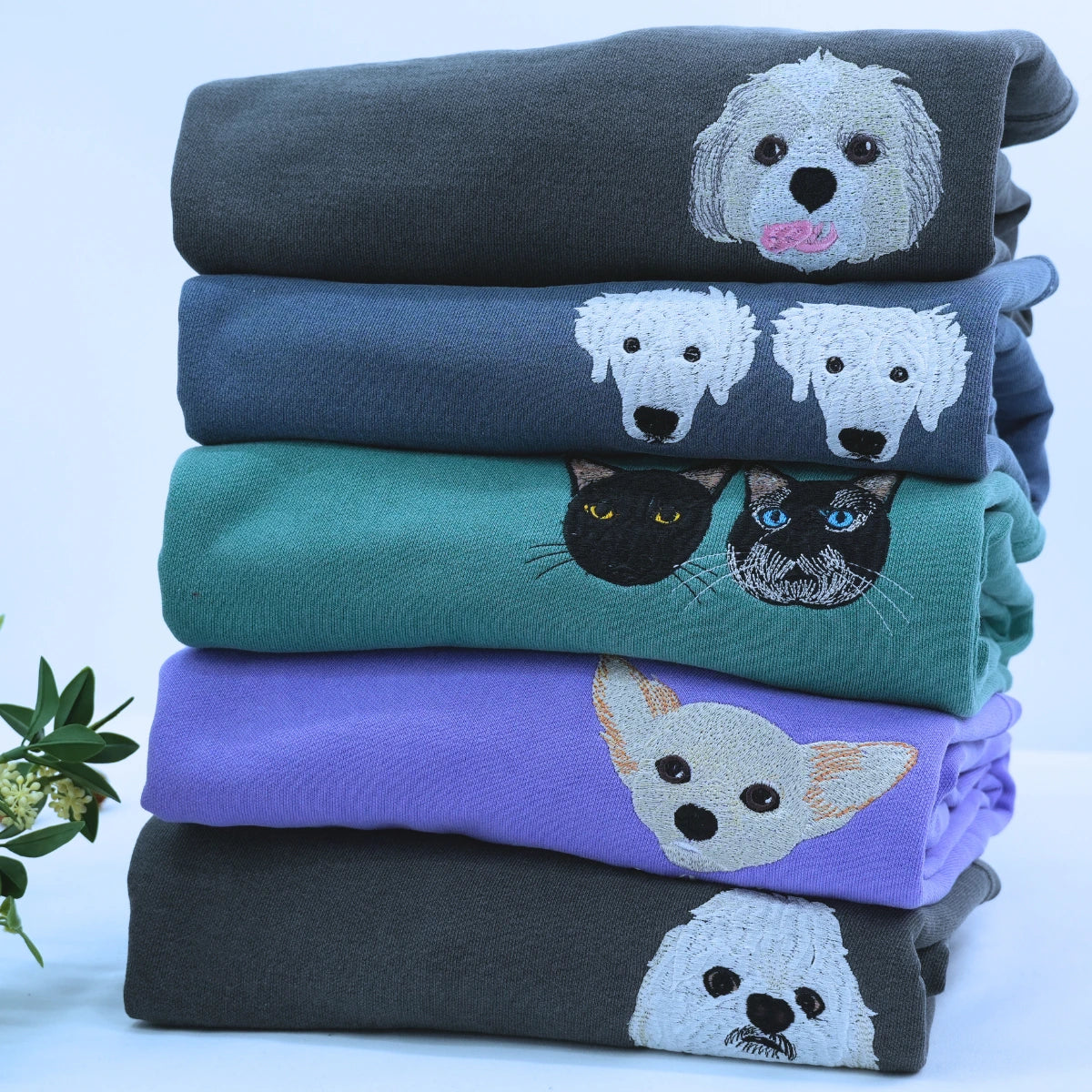 Comfort Color® Custom Embroidered Dog Face Sweatshirt from Your Photo