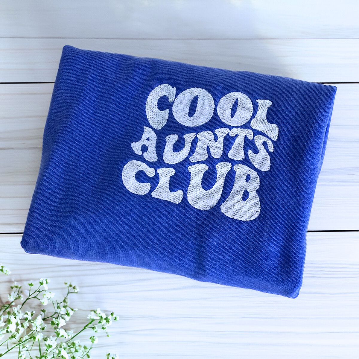 Cool Aunts Club Sweatshirt or T-Shir with Niece or Nephew Name on Sleeve, Custom Embroidered Gift for Aunt