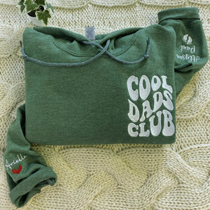 Cool Mom Club Sweatshirt or Hoodie with Embroidered Kids Names on Sleeve