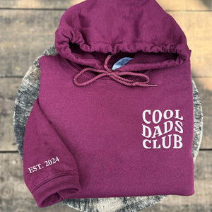 Cool Dads Club Sweatshirt or Hoodie with Embroidred Kids Names or Quote on Sleeve