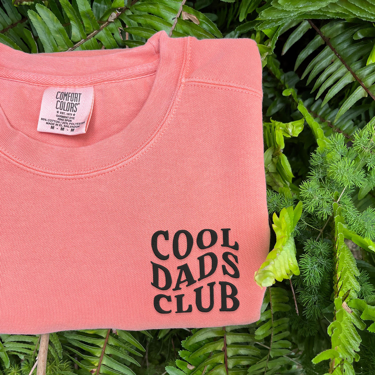 Custom embroidered Cool Dads Club shirt with kid name on sleeve