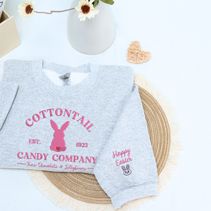 Cottontail Candy Company Sweatshirt or Hoodie, Custom Embroidered Easter Gift