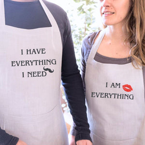 Custom Embroidered I Have Everything I Need Couple Apron