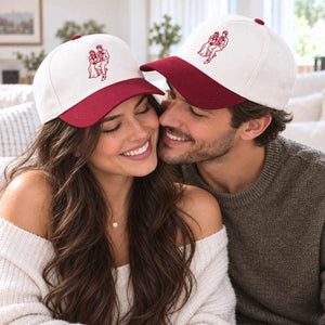 Custom Couple Line Art Snapback Hat - Embroidered Portrait from Photo Cap, Birthday Gifts for Husband