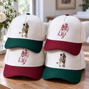 Custom Couple Line Art Snapback Hat - Embroidered Portrait from Photo Cap, Birthday Gifts for Husband