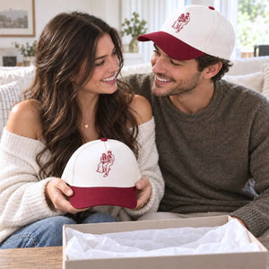 Custom Couple Line Art Snapback Hat - Embroidered Portrait from Photo Cap, Birthday Gifts for Husband