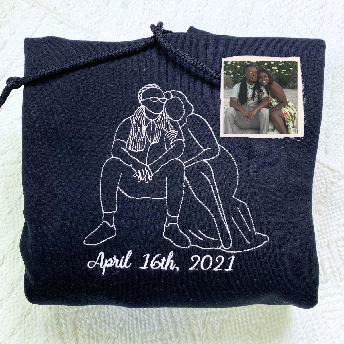 Custom Favorite Song with Your Photo Portrait Sweatshirt or Hoodie, Embroidered Gift for Him Her - Embroly