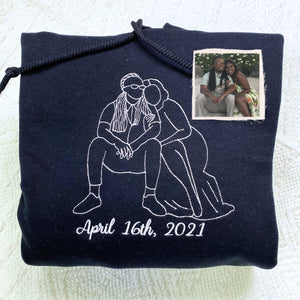 Custom Favorite Song with Your Photo Portrait Sweatshirt or Hoodie, Embroidered Gift for Him Her