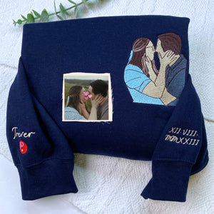 Custom Photo on Hoodie, Outline Photo Sweatshirt Embroidered - Embroly