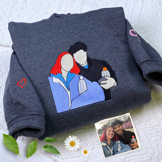Matching Sweatshirt for Couples Custom Embroidered Sweaters Best Gift Idea for Him Her Girlfriend Boyfriend - Embroly