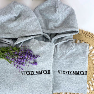 Embroidered Roman Numeral Hoodies, Matching Anniversary Hoodies - Embroly