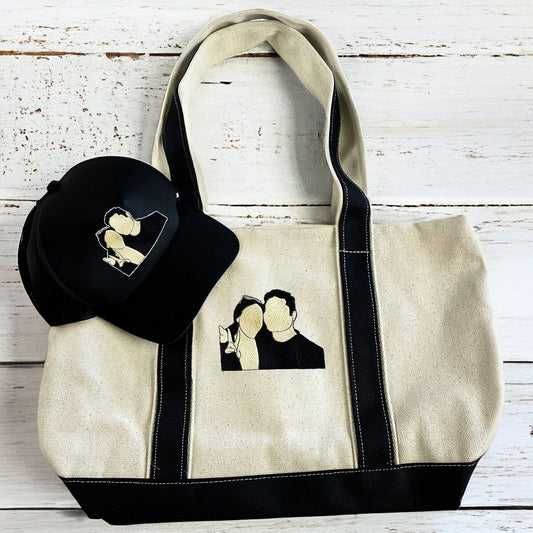 Timeless Pair: Embroidered Hat & Tote Bag for Couples