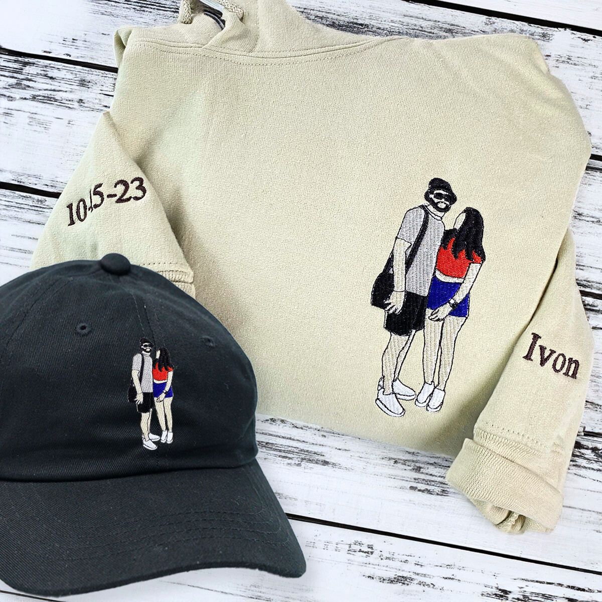 Matching sweatshirt and beanie hat set for couples – cozy gift idea for winter