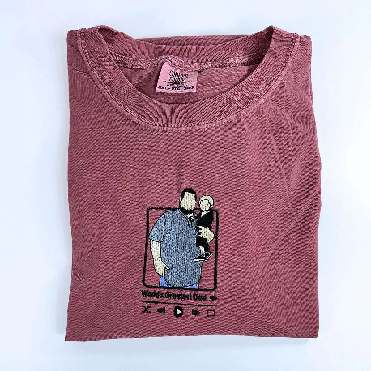 Personalized Dad T-Shirt, Father's Day Gift with Embroidered Photo Portrait, New Dad Sweatshirt or Hoodie