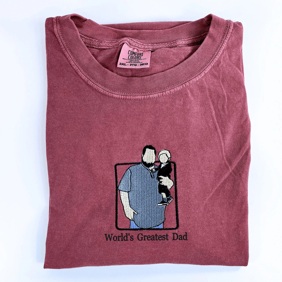 First Fathers Day Gift Idea with Custom Embroidered Comfort Color® T-Shirt