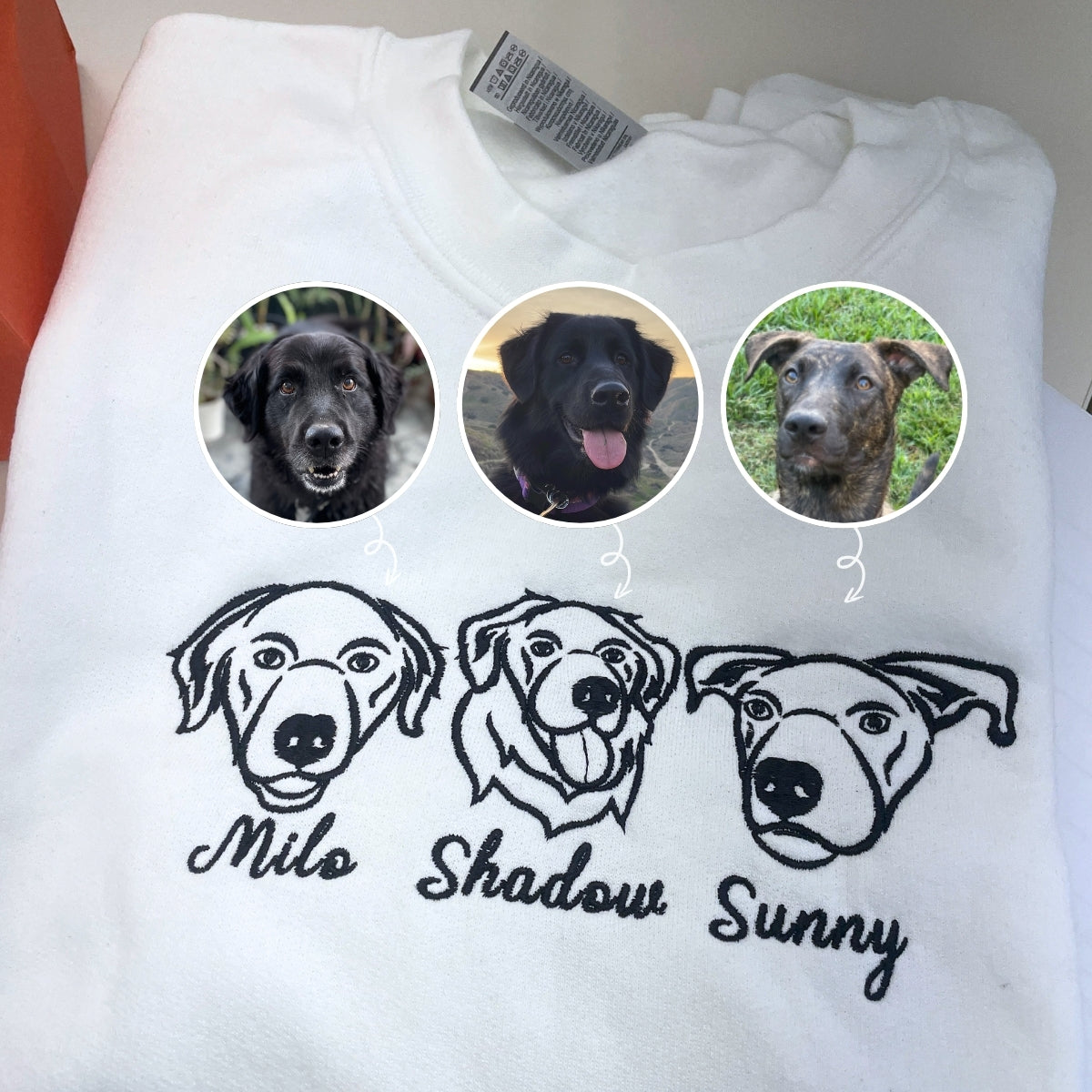 Labrador Sweatshirt or Hoodie, Custom Embroidered Gift from Photo Name