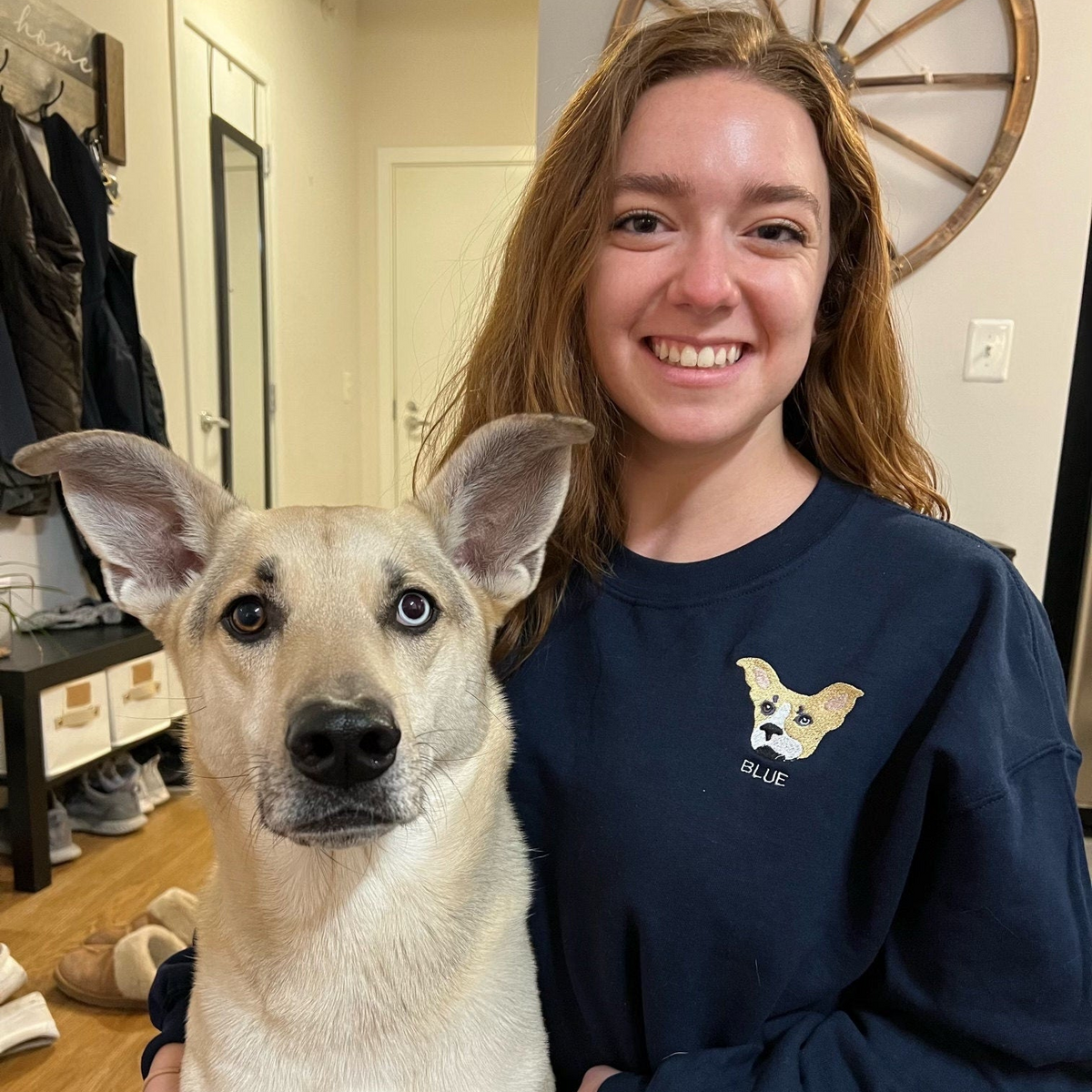 Father’s Day Custom Embroidered Pet Portrait Hoodie or Sweatshirt – Personalized Gift for Pet-Loving Dad and Grandpa