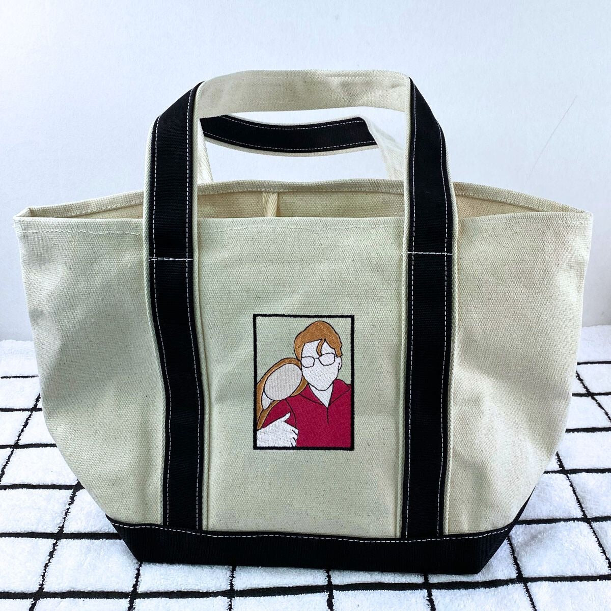 Custom Embroidered Portrait from Photo Tote Bag with Same Design